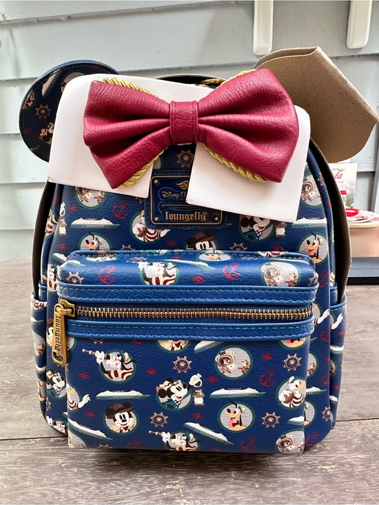 Disney Other - Loungefly Kids Navy Disney Mickey Bow Mini Cruiselines Backpack